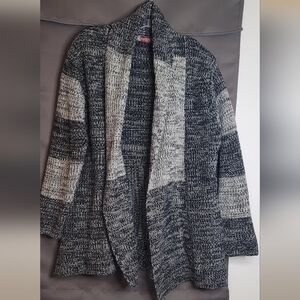 Carol Rose Black and Gray Assymetric Longer Length Cardigan sz XL